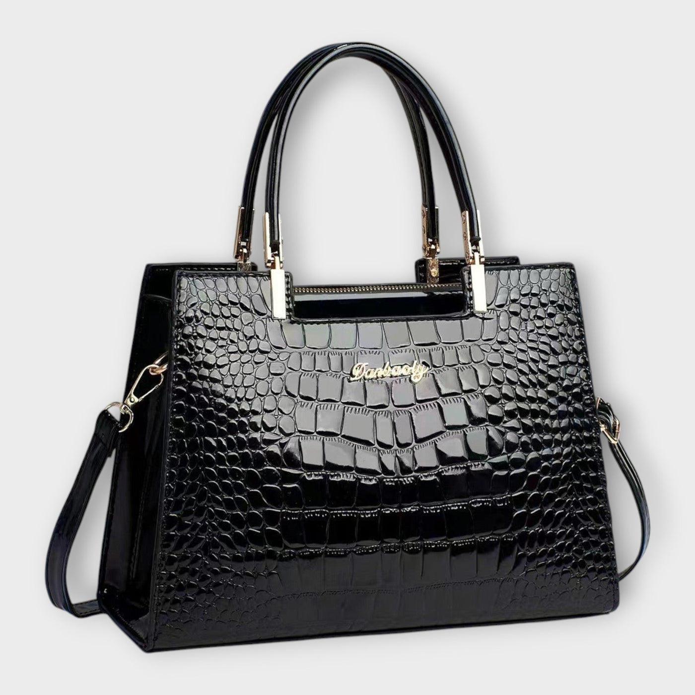 Gianna Boutique - Borsa a Mano con Motivo Coccodrillo Lucido