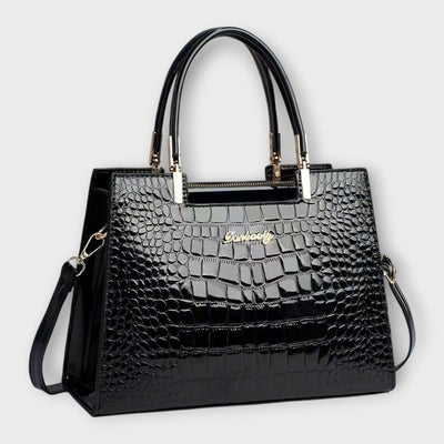 Gianna Boutique - Borsa a Mano con Motivo Coccodrillo Lucido
