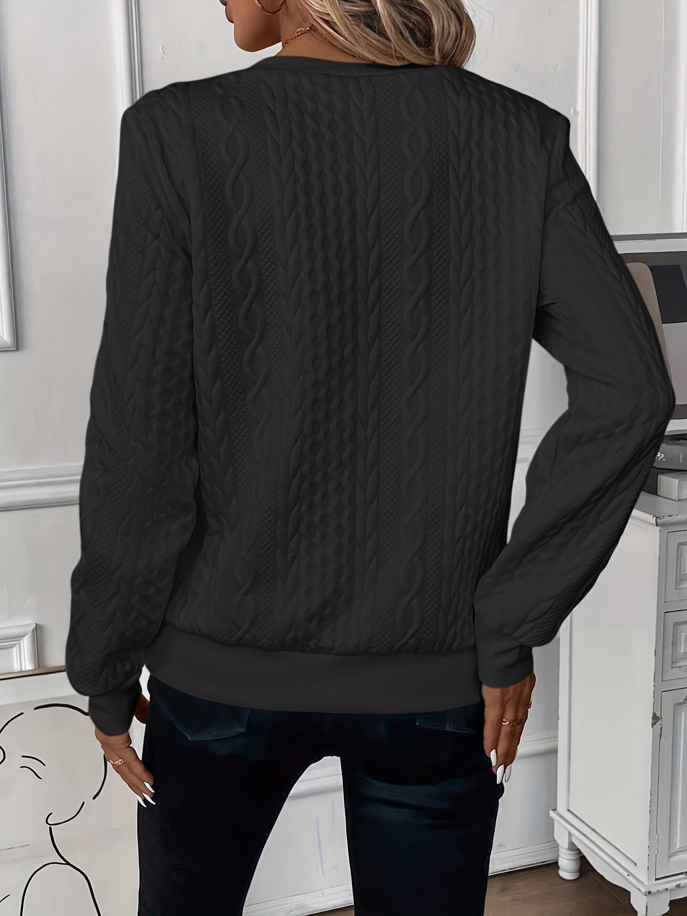 Amalie - Maglione elegante in maglia a trecce con zip per donne
