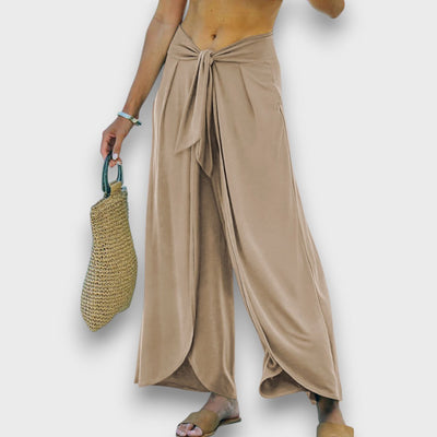 Narella – Pantaloni estivi con effetto incrociato e cintura da annodare