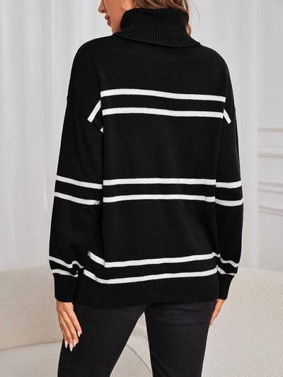 Thea – Maglione a Collo Alto a Righe