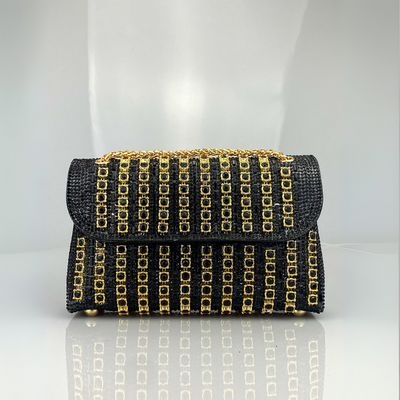 Enea - Borsa a Spalla con Catena e Diamanti Colorati