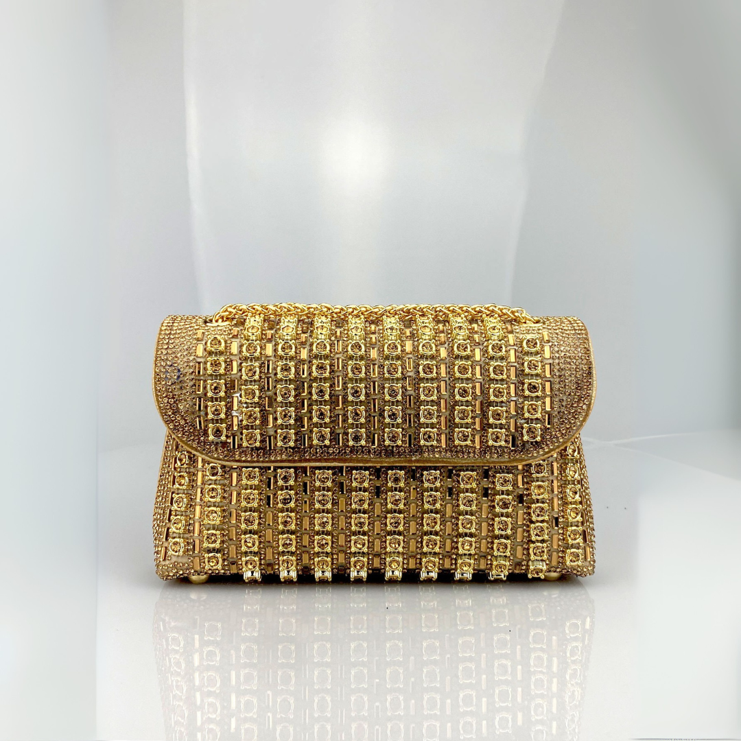 Enea - Borsa a Spalla con Catena e Diamanti Colorati