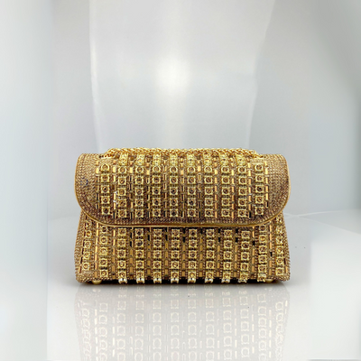 Enea - Borsa a Spalla con Catena e Diamanti Colorati