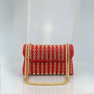 Enea - Borsa a Spalla con Catena e Diamanti Colorati