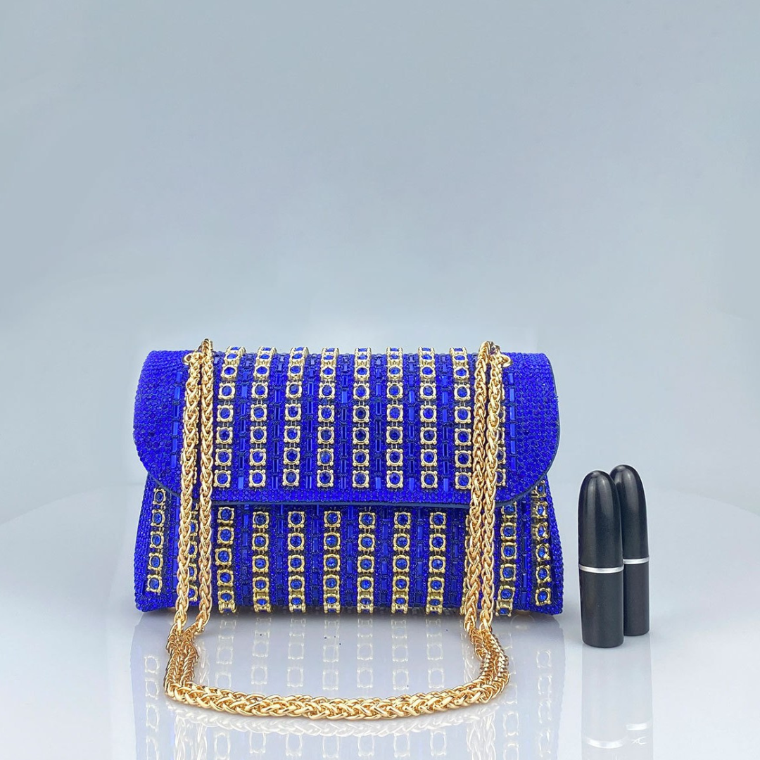 Enea - Borsa a Spalla con Catena e Diamanti Colorati