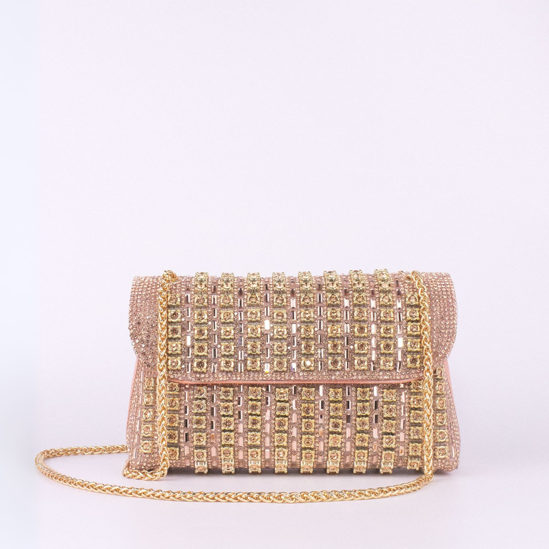 Enea - Borsa a Spalla con Catena e Diamanti Colorati