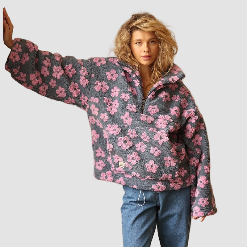 Giulia – Raffinata giacca in pile con motivo floreale