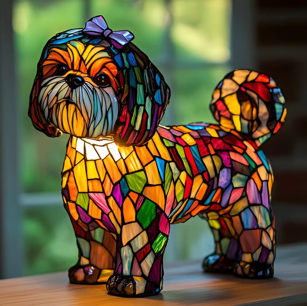 Lampada Glow Shih Tzu con Fiocco Bello