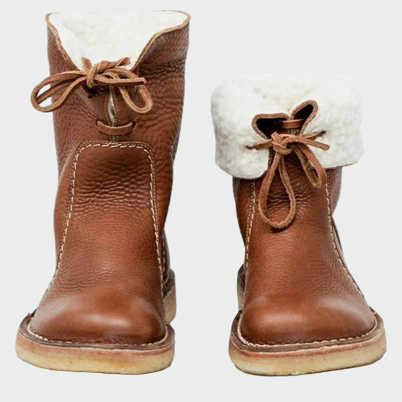 Scarpe da uomo in pelle impermeabili con rivestimento in lana