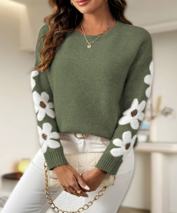 Silke - Maglione morbido a maglia con design floreale