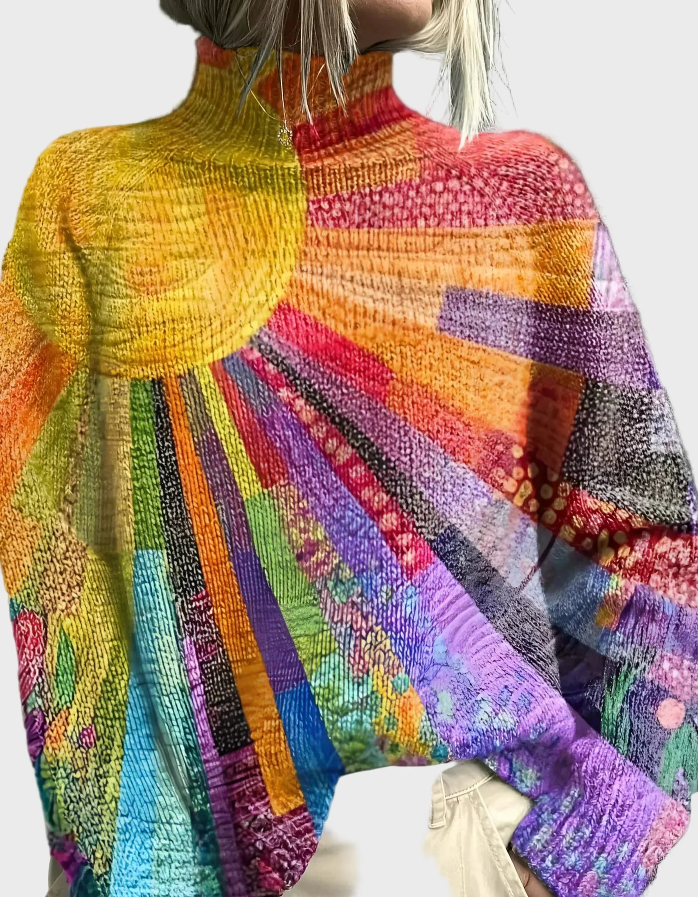 Maglione a collo alto con motivo vivace