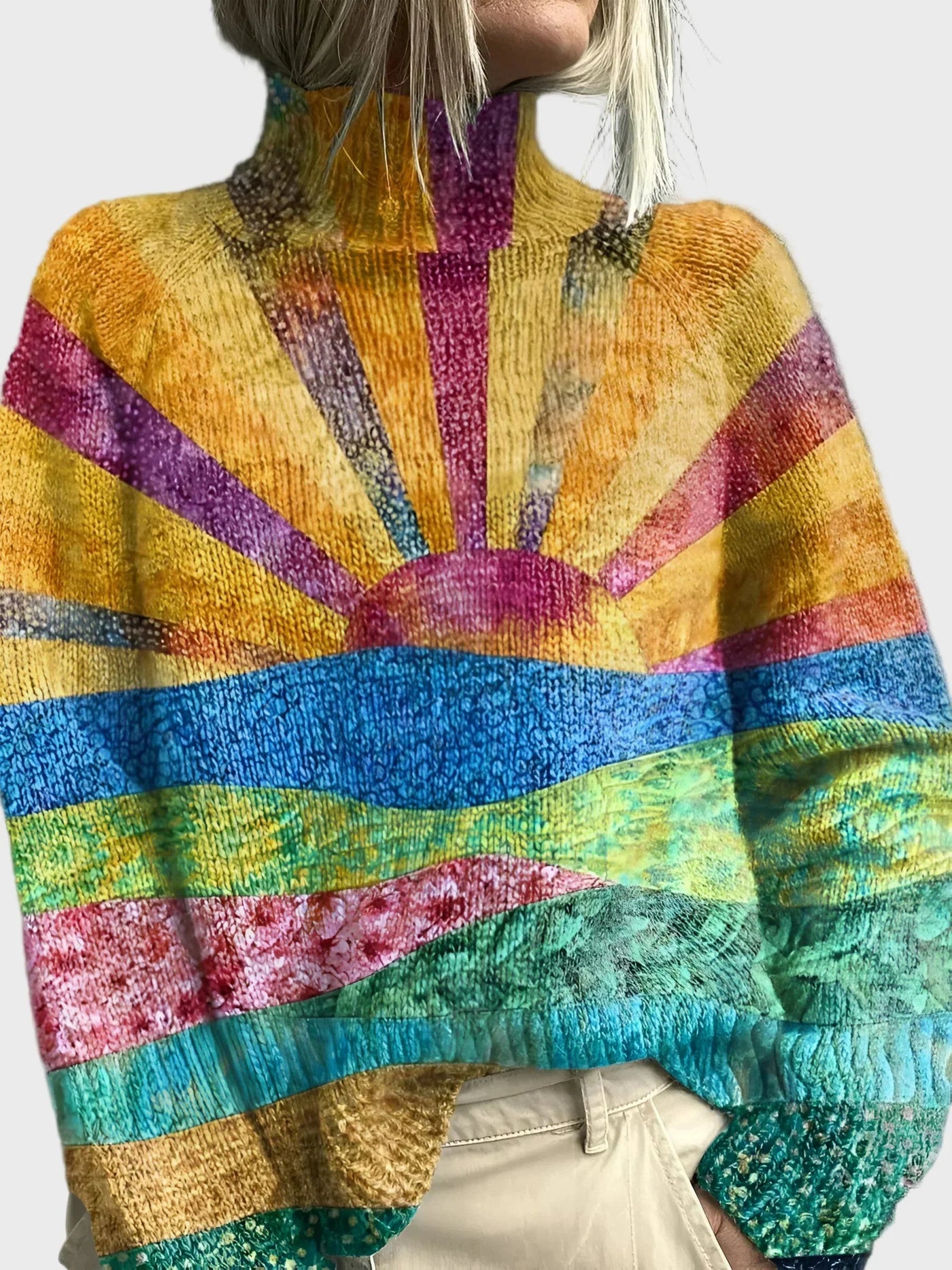Maglione a collo alto con motivo raffinato