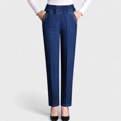 Maira - Jeans da donna con tasche laterali e vita elastica